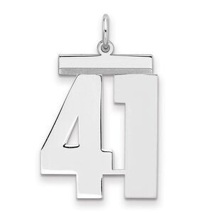 Sterling Silver, Athletic Collection, Large Polished Number 41 Pendant